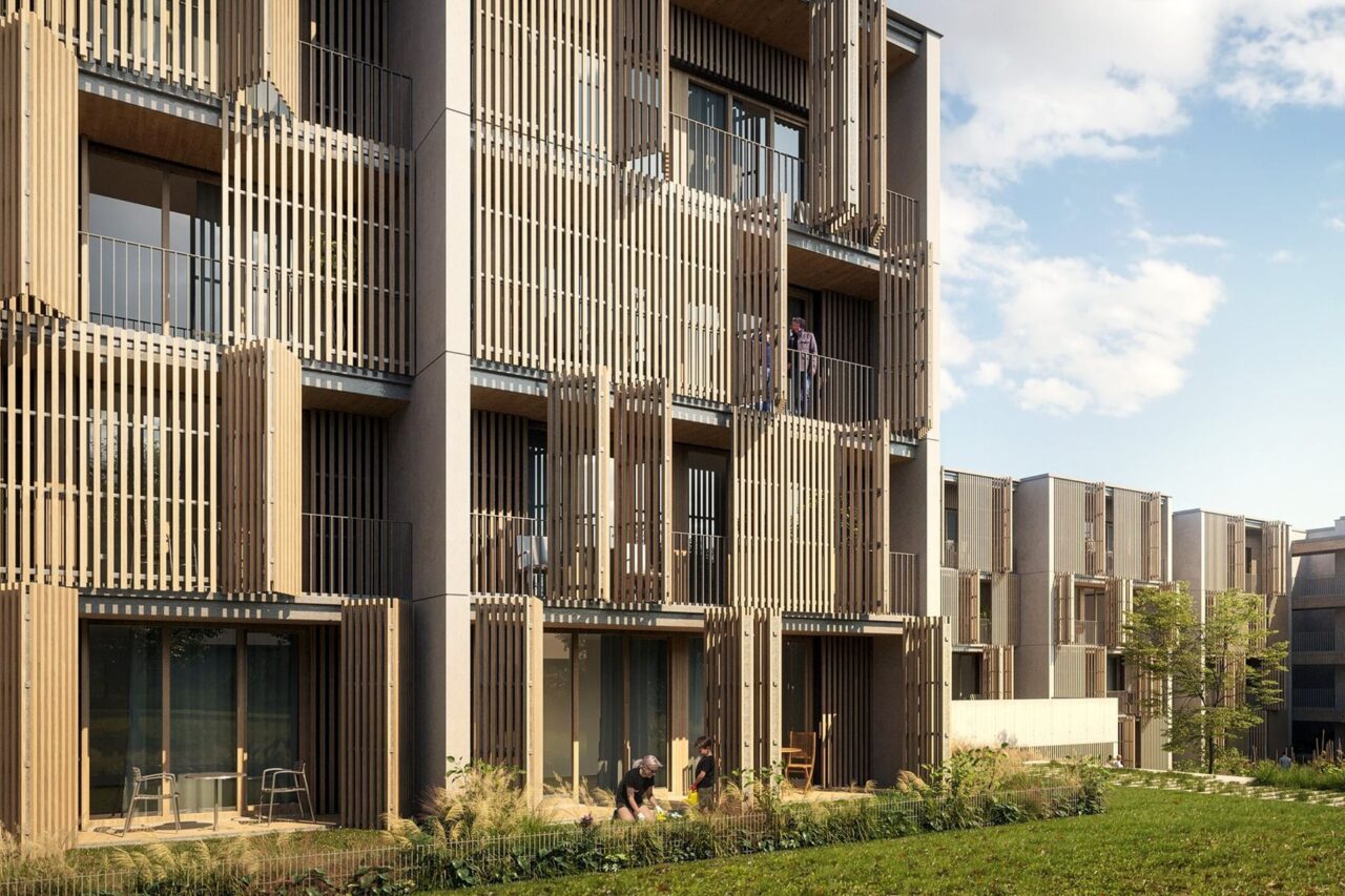 Projekt „dostupného bydlení ze dřeva“ ve Žďáru nad Sázavou financuje Česká spořitelna. Vizualizace: poskytnuta společností Dostupné bydlení České spořitelny