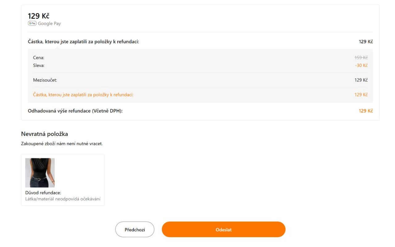 Důvod refundace v e-shopu Temu? Látka/materiál neodpovídá očekávání. Foto: Ekonews
